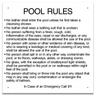 Massachusetts Pool Rules Sign