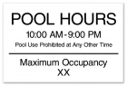 New York Pool Hours and Max Occupancy Sign
