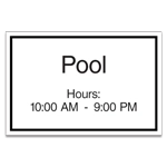 Pool Hours Sign