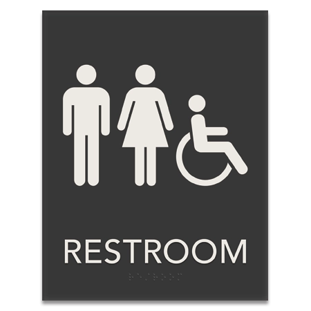 Restroom Sign w/Unisex & ISA Symbols