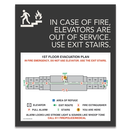 Standard Elevator Evacuation Plans - CA Compliant