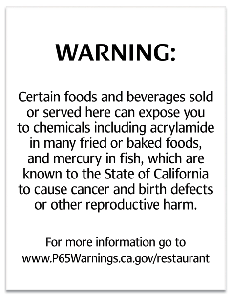 Warning Sign: Foods and Beverages