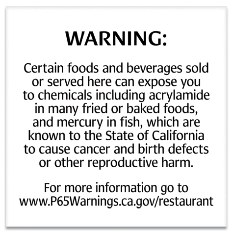 Warning Sign: Foods and Beverages