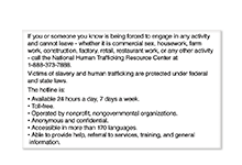 Human Trafficking Signs