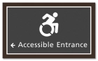 Accessible Entrance Sign w/Dynamic ISA Symbol & Left Arrow