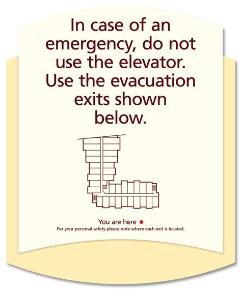 Elevator Evacuation Map (exits shown)
