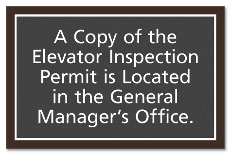 Elevator Inspection Permit Sign