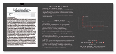 In-Room Evacuation Plans w/State Laws