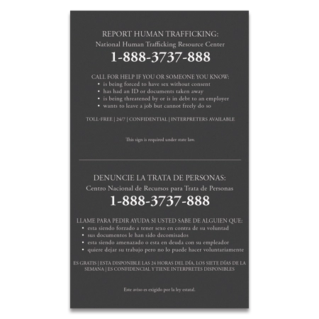 Maryland Large Human Trafficking Notice - Acrylic