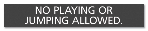 "No Playing or Jumping Allowed" Sign