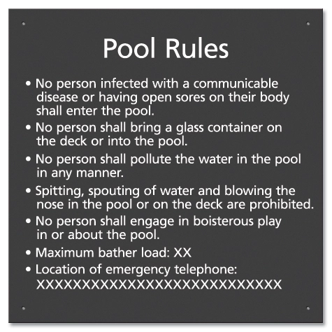 Ontario Canada Pool Rules Sign
