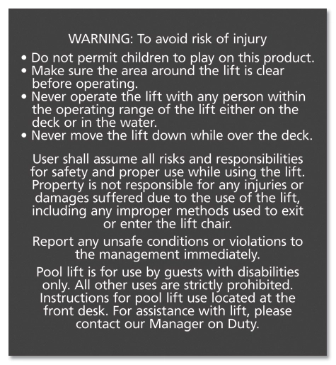 Pool Lift Instructions