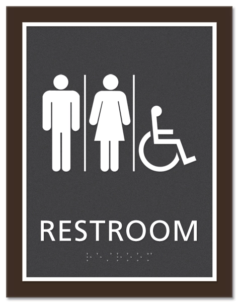 Restroom Sign w/Unisex & ISA Symbols