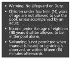 Roanoke, Virginia Pool Rules Sign