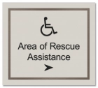 Area of Rescue Assistance Right Sign w/ISA Symbol