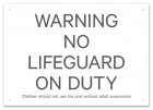 California No Lifeguard on Duty Sign