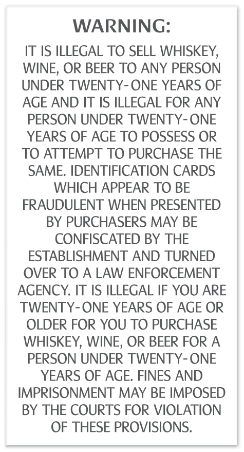 Colorado Alcohol Age Warning Sign