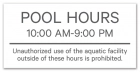 Delaware Pool Hours Sign