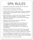 Delaware Spa Rules Warning Sign