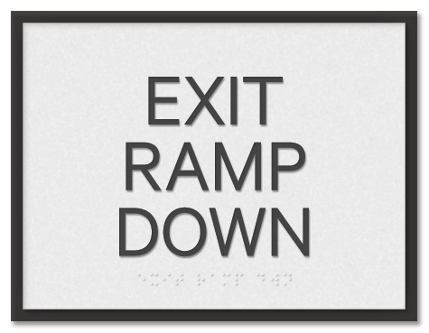 "Exit Ramp Down" Egress Sign - CA Compliant