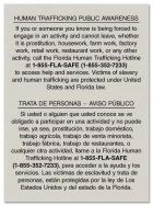 Florida Code - Human Trafficking Notice - Acrylic Material