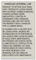 Handgun Licensing Law Sign (30.07) - Open Carry