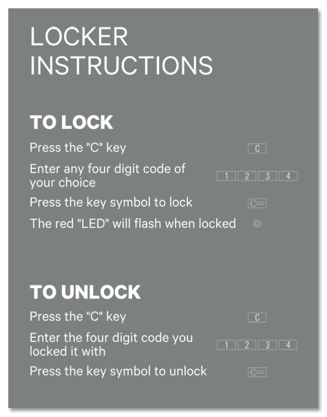 Locker Instructions Sign