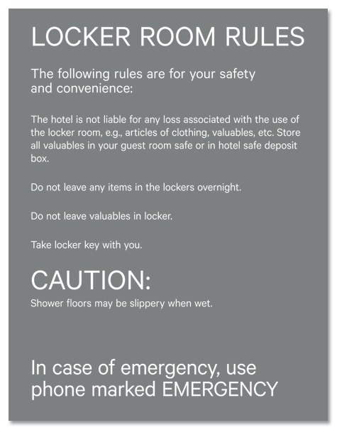 Locker Room Rules Sign