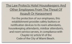 Miami Beach, FL: Housekeeper Protection Notice - Self Adhesive - 8 Pk