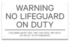 Minnesota No Lifeguard On Duty Warning Sign