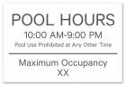 New York Pool Hours and Max Occupancy Sign