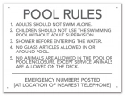 North Carolina Pool Rules and Emergency Phone Sign