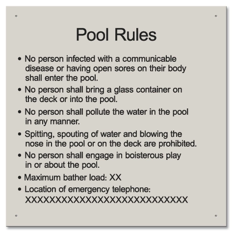 Province Pool Rules Sign - Ontario Compliant: Canada