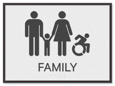 Restroom Sign w/Family & Dynamic ISA Symbols
