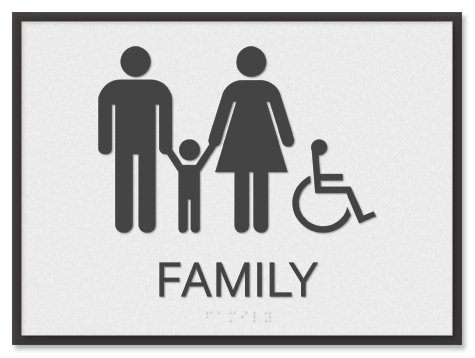 Restroom Sign w/Family & ISA Symbols