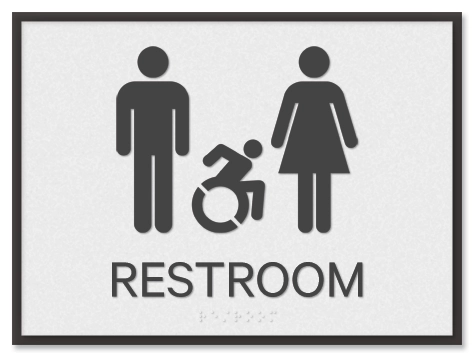 Restroom Sign w/Unisex & Dynamic ISA Symbols