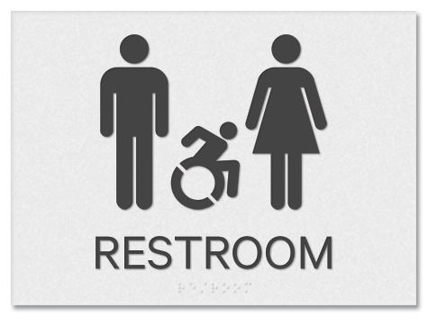 Restroom Sign w/Unisex & Dynamic ISA Symbols
