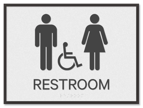 Restroom Sign w/Unisex & ISA Symbols