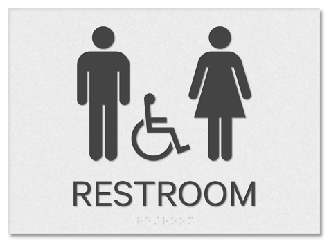 Restroom Sign w/Unisex & ISA Symbols