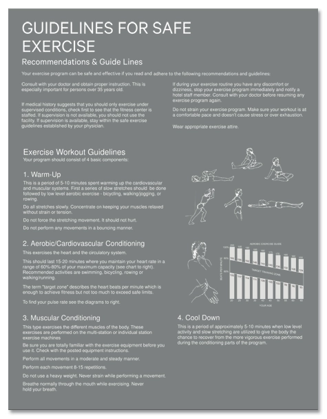 Safe Exercise Instructions Sign