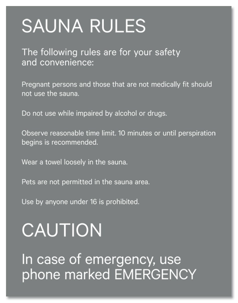 Sauna Rules Sign