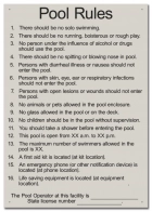 State Pool & Spa Signs - Pool Rules - South Carolina Compliant