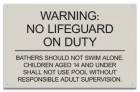 State Pool Sign - No Lifeguard on Duty - Utah Compliant