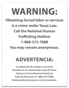 Texas Bilingual Human Trafficking Notice - Acrylic
