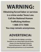 Texas Code - Human Trafficking Notice - Acrylic Material 