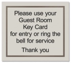 Use Guest Room Key Card Sign