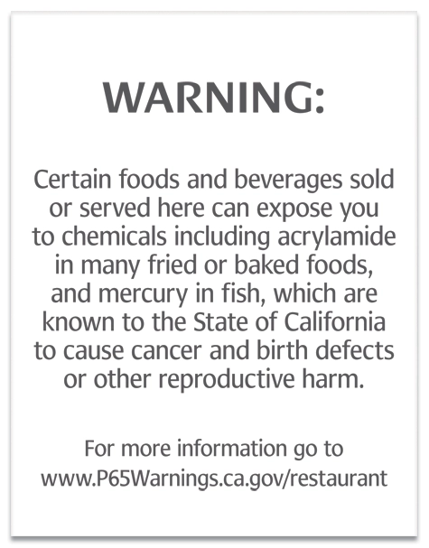 Warning Sign: Foods and Beverages
