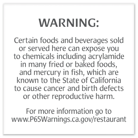Warning Sign: Foods and Beverages