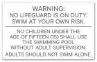 Washington DC No Lifeguard Pool Rules Sign