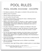 Washington DC Pool Rules with Hours Sign
